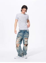 Men’s Rhinestone Skull Striped Tees