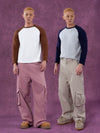 Men's Long Two-tone Raglan Knit Sweater