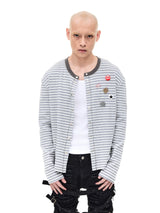 Striped Snap Button Couple Knit Cardigan