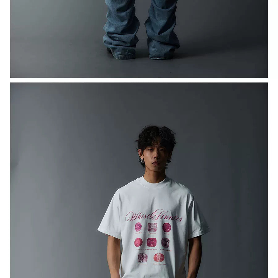 Vintage Loose White Pink Diamond Tee