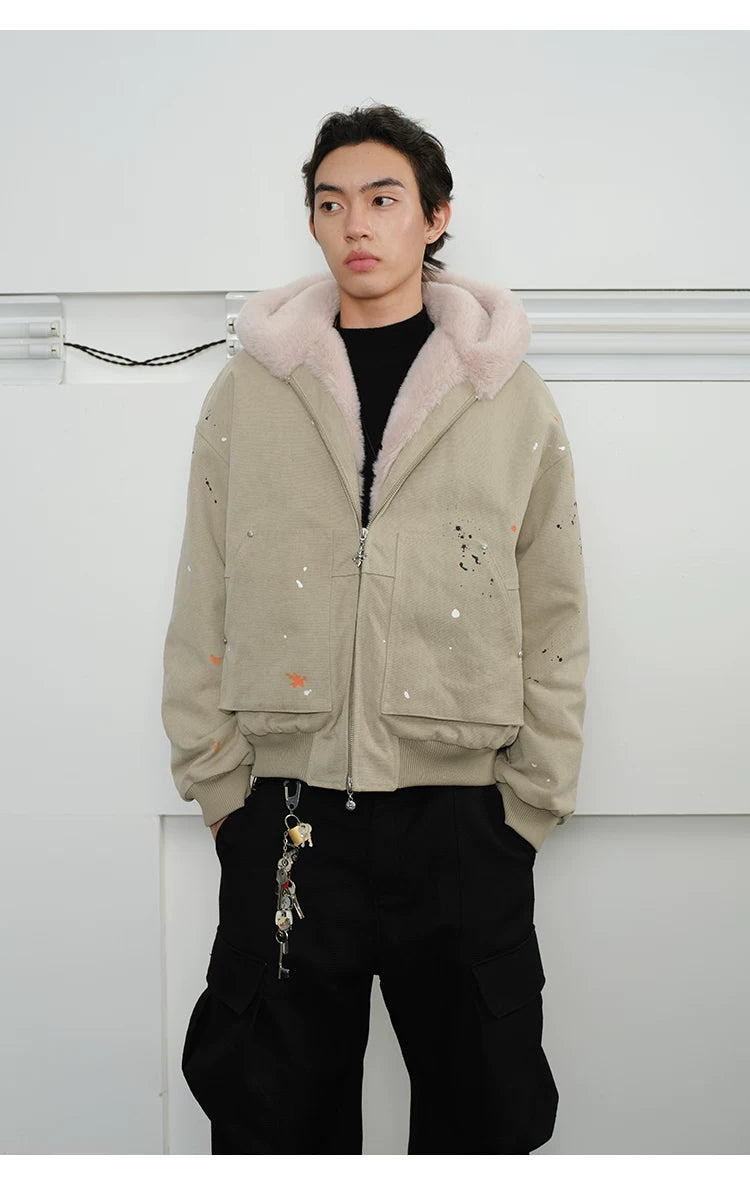 Men's Splatter Canvas Padded Jacket