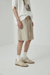 Draped Drawstring Elastic Waist Pleated Shorts