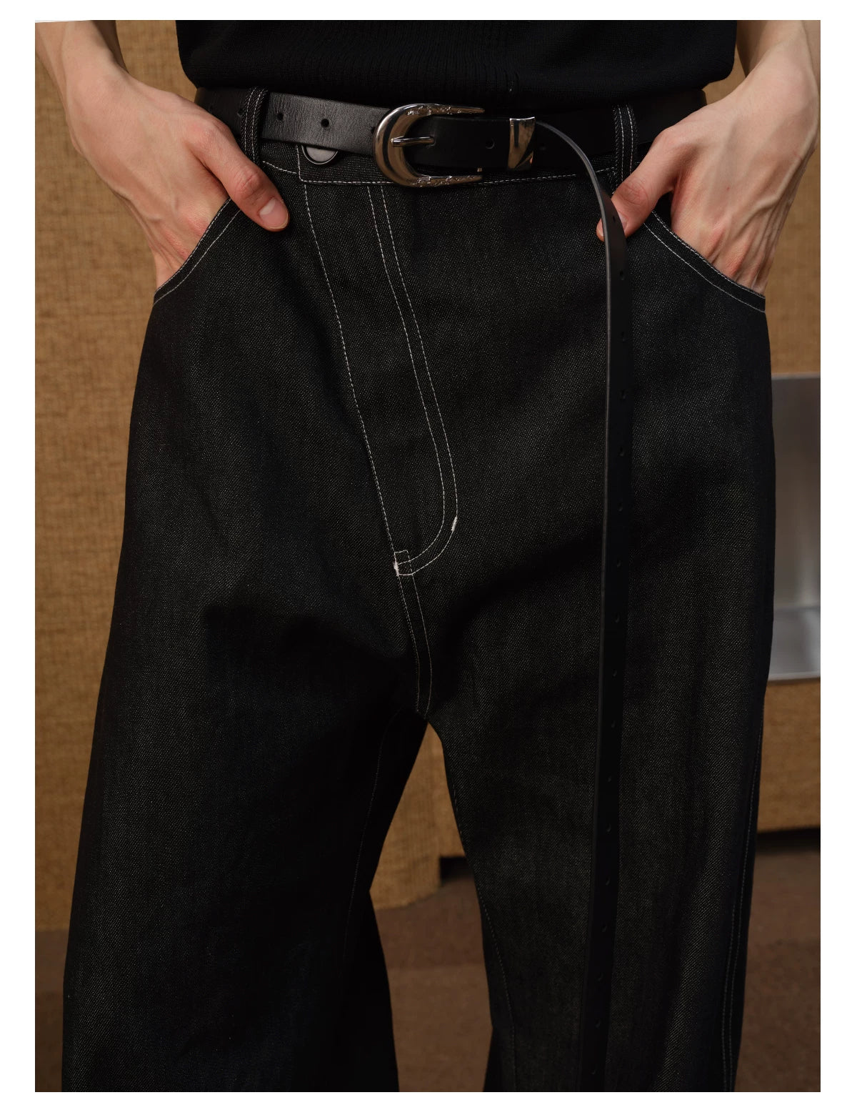 Slant Fly Flared Raw Denim Pants