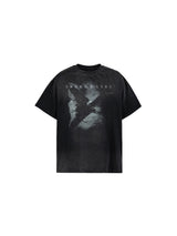 Crew Neck Distressed Raven Print Tee