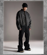 Distressed Deconstructed Biker Leather Jacket