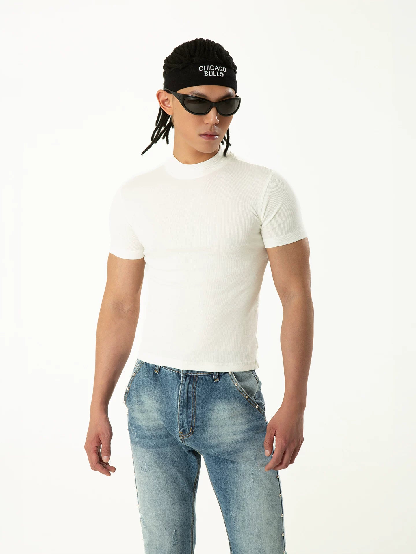Men's Black Slim Short-sleeved Knit Tees