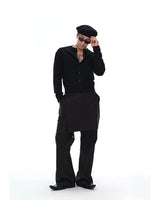 Men's Fake Two-Piece Wool Flare Pants