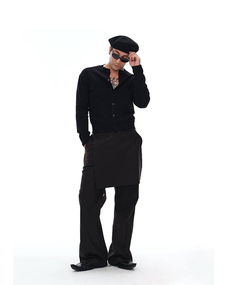 Men's Fake Two-Piece Wool Flare Pants