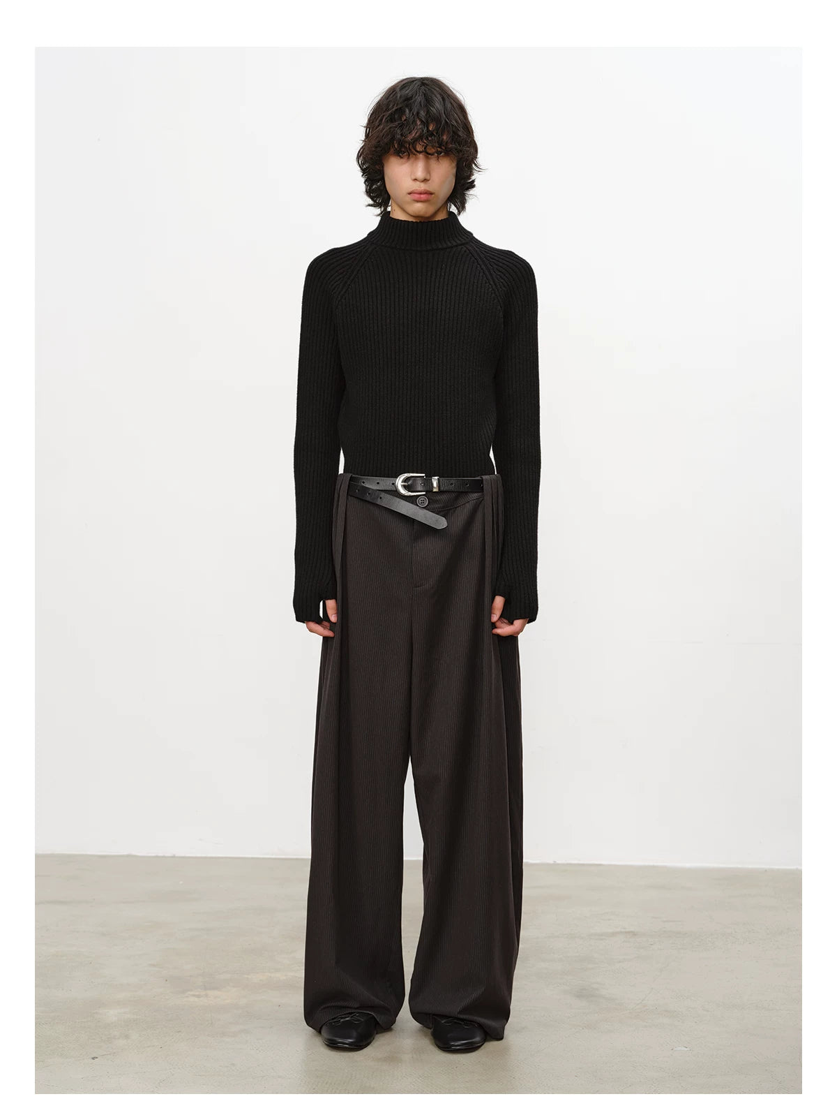 Striped Pleated Wide Leg Pants