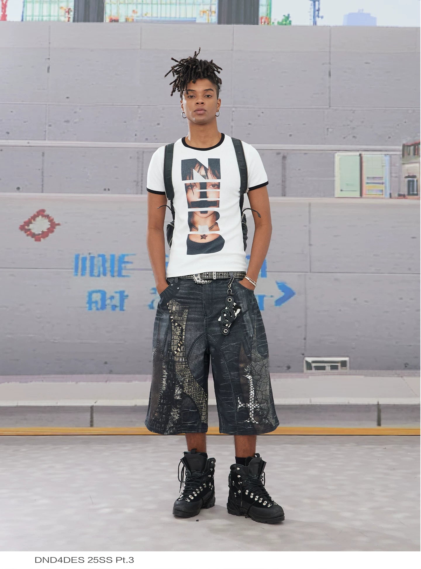 Slim Nerd Punk Portrait Print Tee