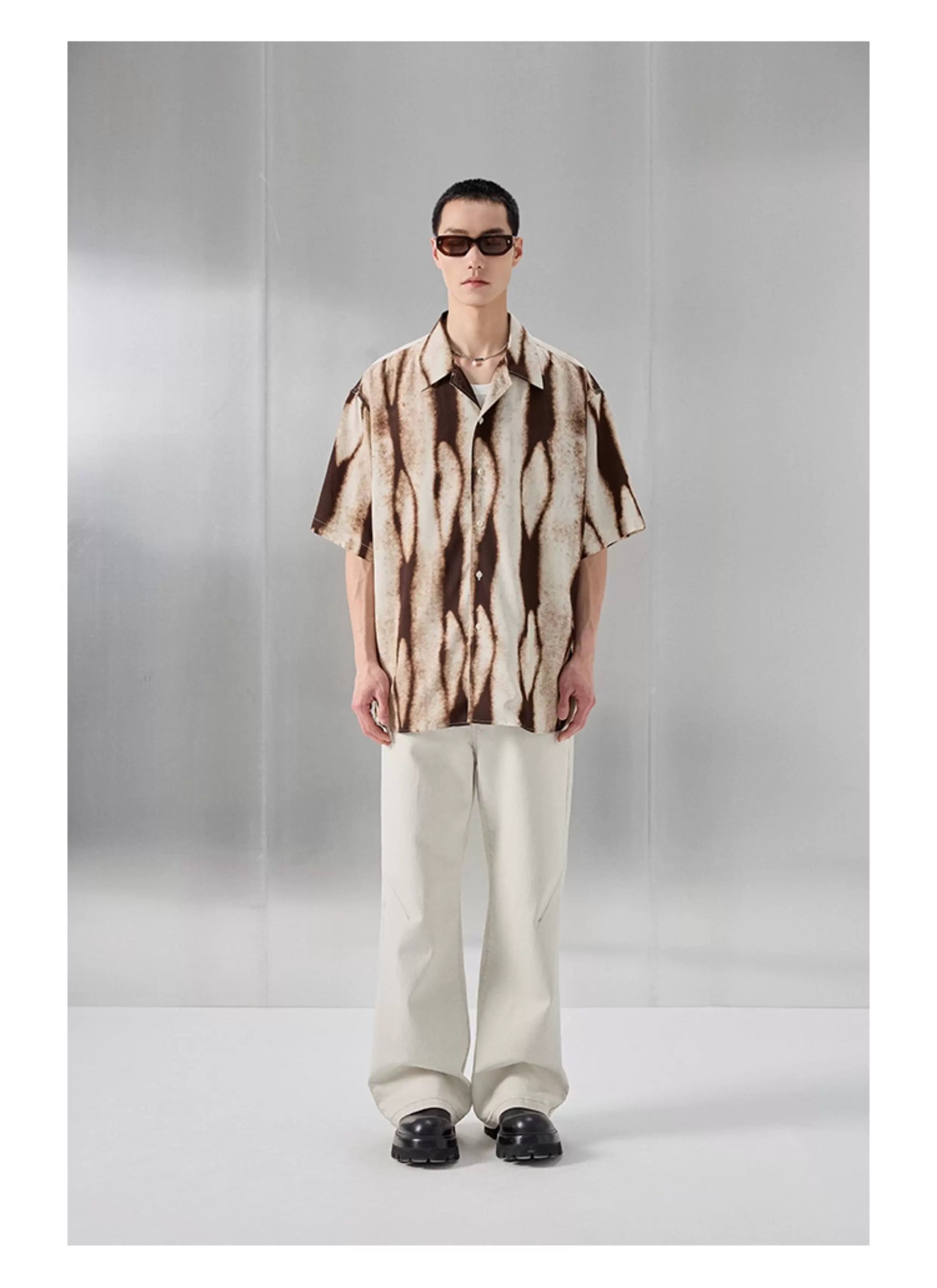 Printed Short Sleeve Cuban Collar Shirt