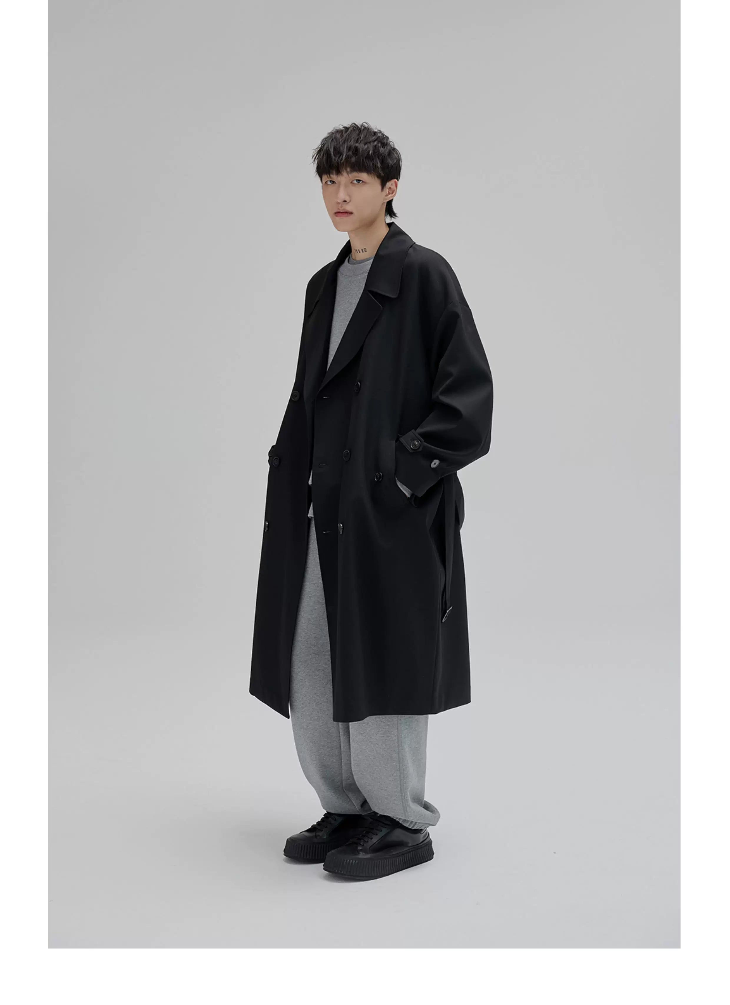 Double Breasted Long Trench Coat