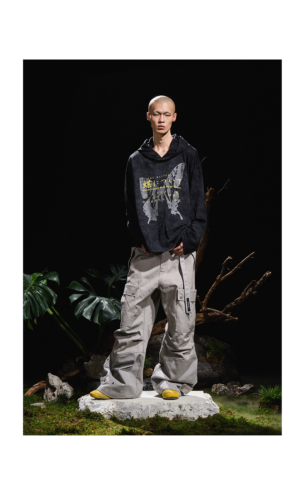 Three-Color Ring-Cut Cargo Pants