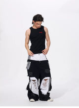 Men's Ripped Double Waist Jeans