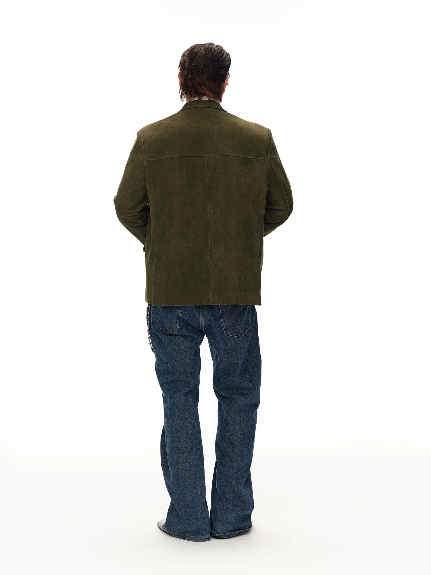 Men's Moss Green Cashmere Leather Blazer