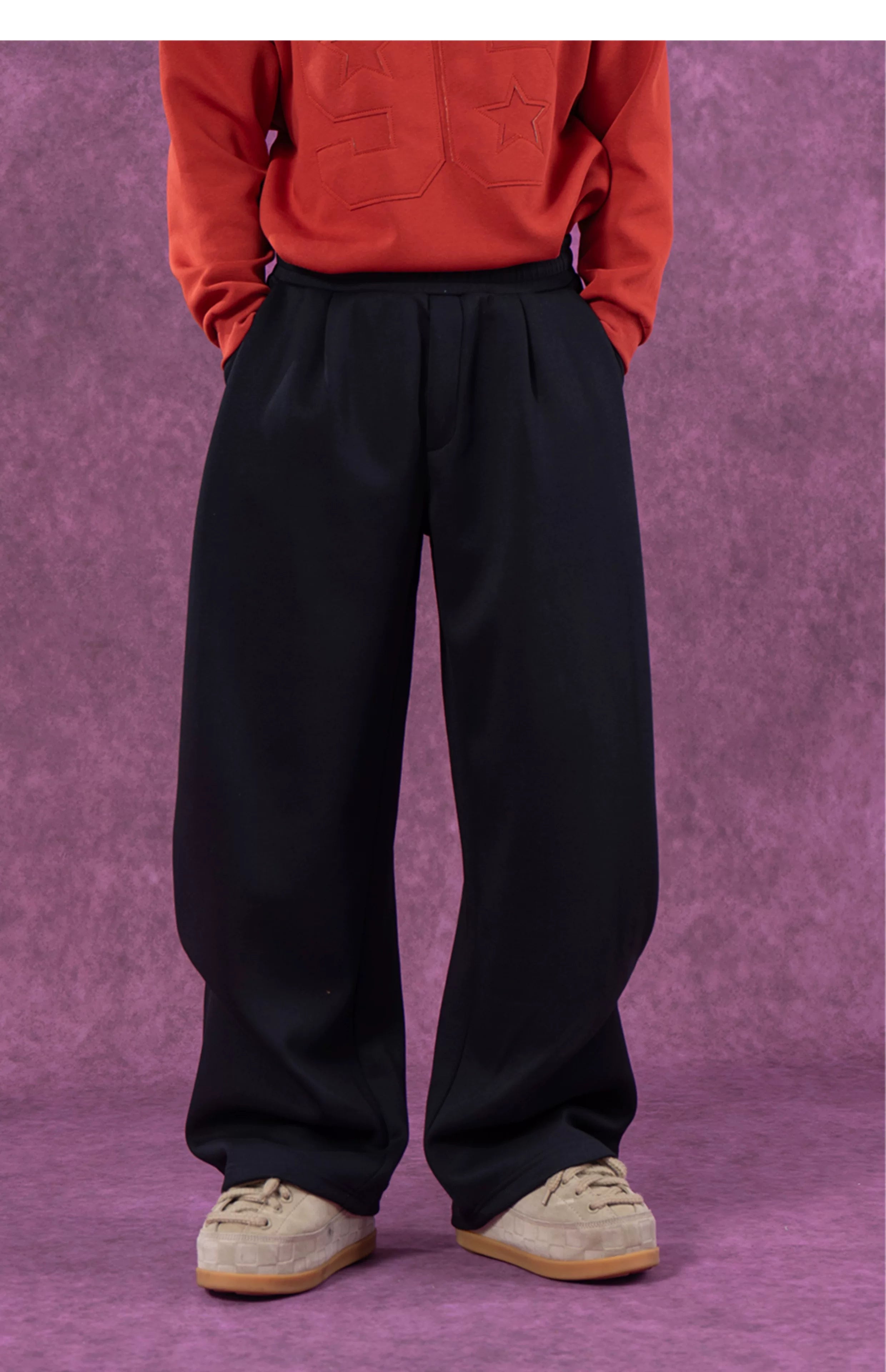 Gray Black Elastic Waist Sweatpants