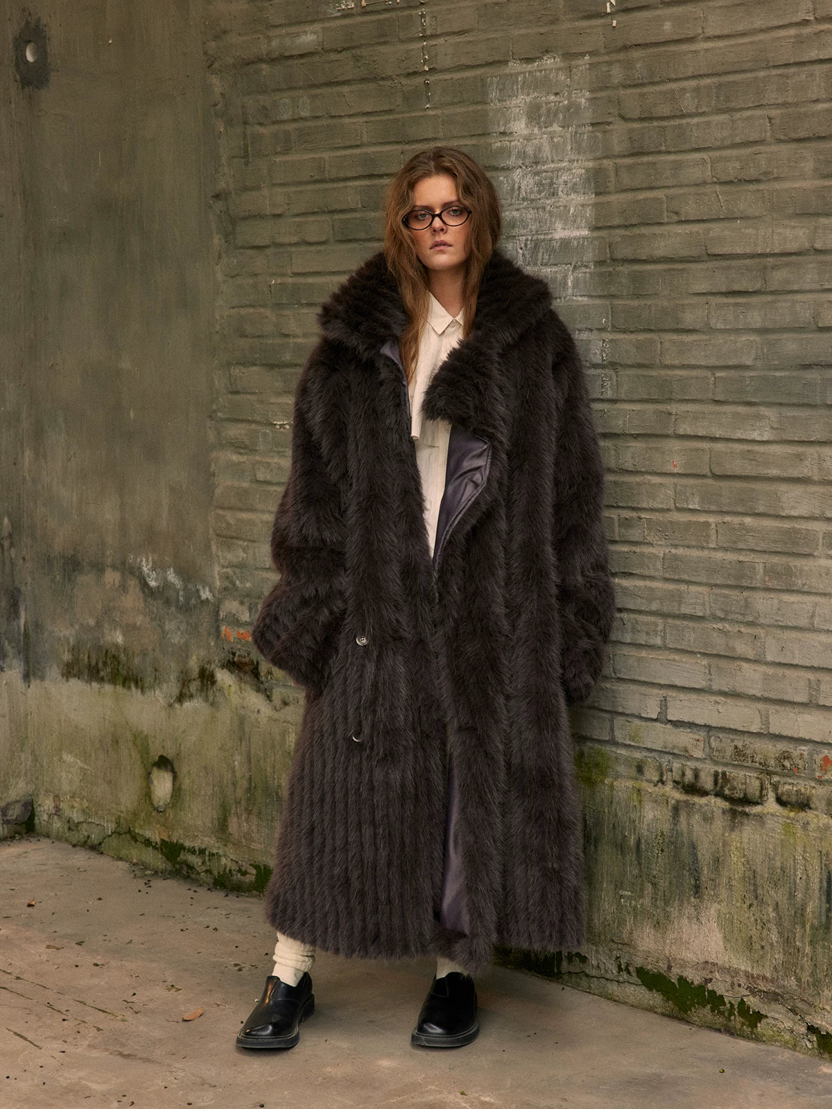 Unisex Oversized Knee-length Faux Fur Coat