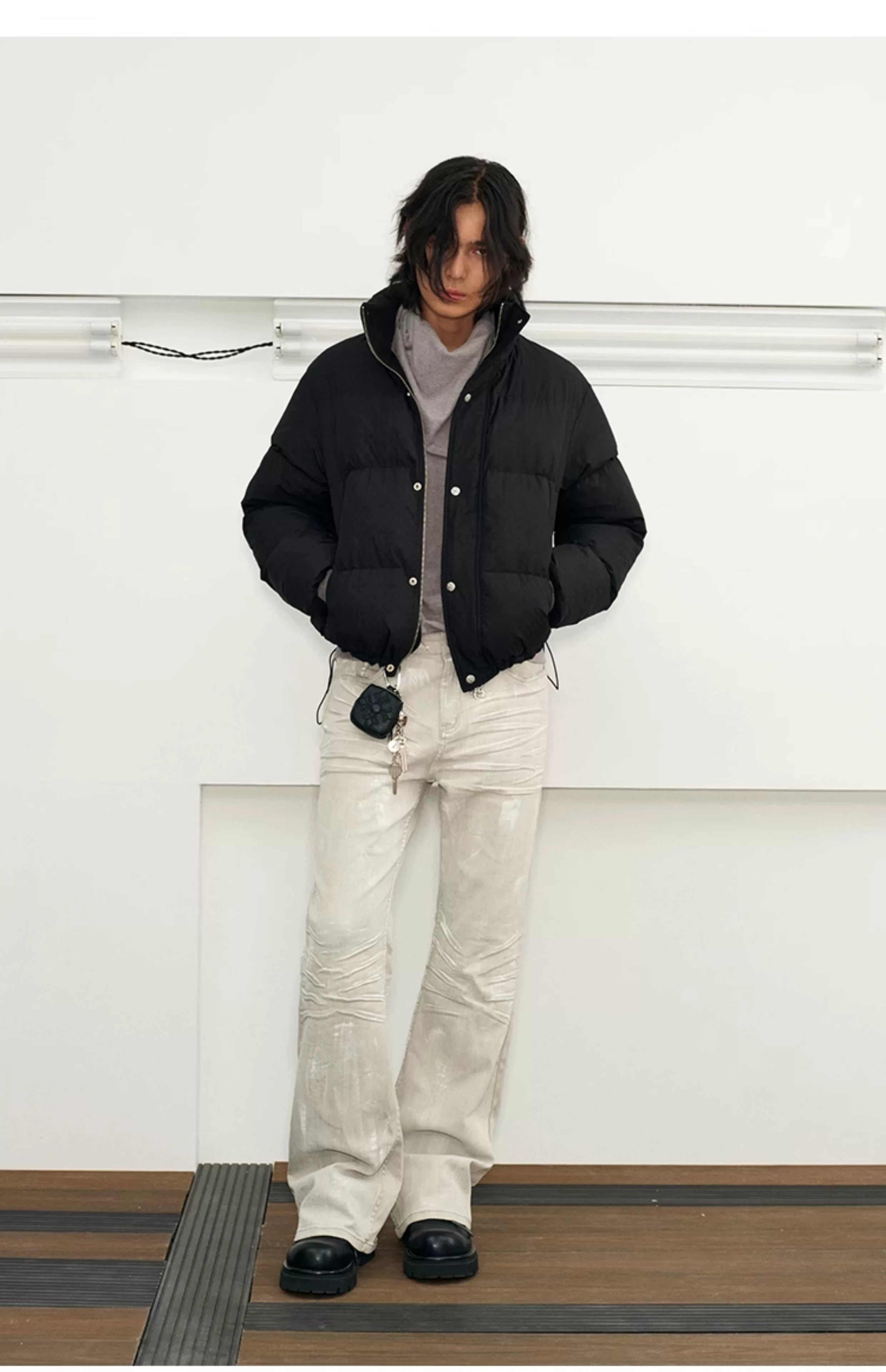 Men's Embossed Stand Collar Down Jacket