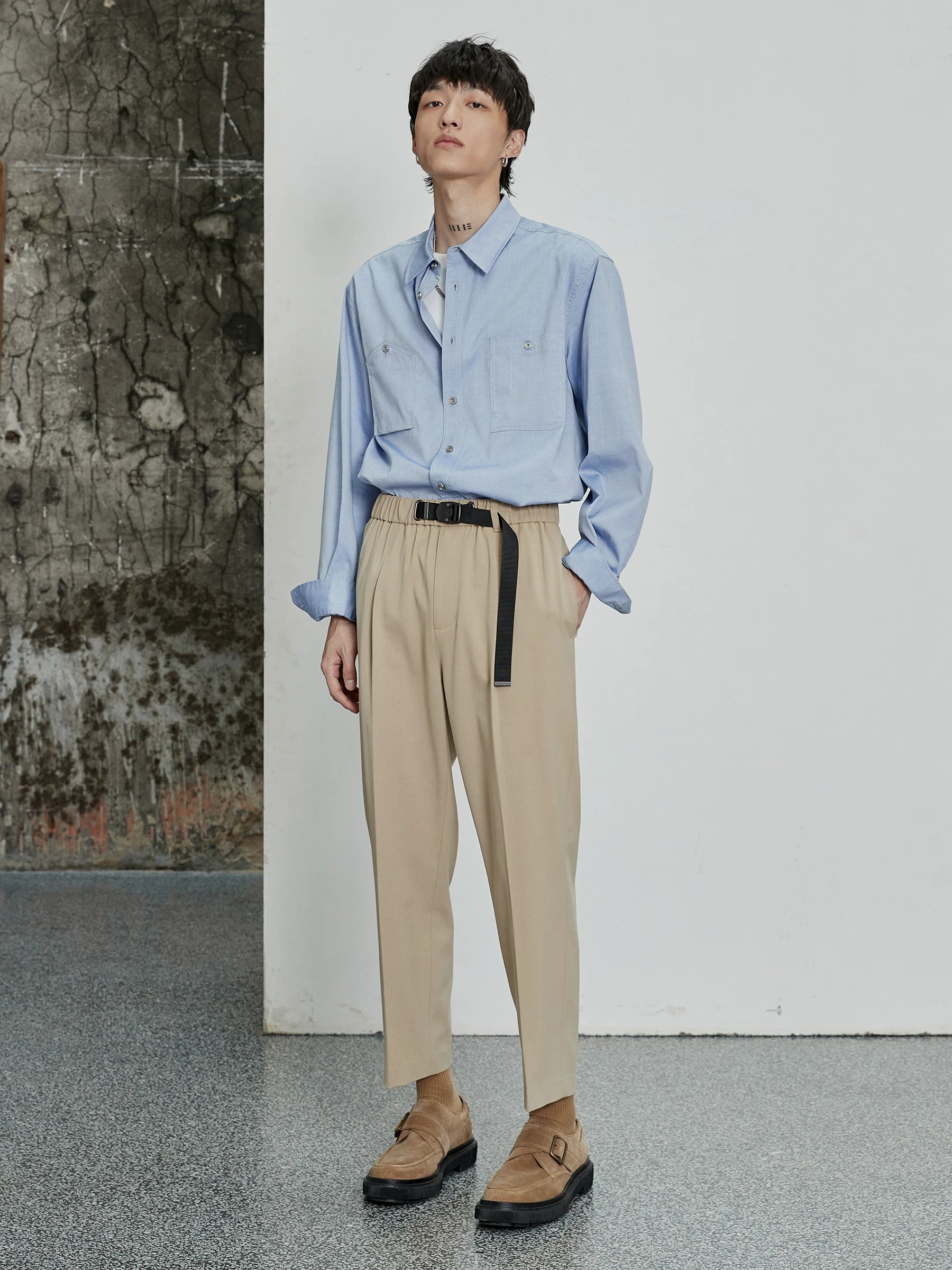 80s Cotton Oxford Asymmetric Pocket Shirt