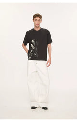 Geisha Print Casual Boxy Tee