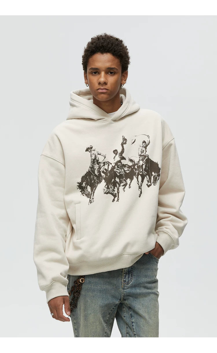 Vintage Print Men's Thick Hoodies