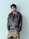 Double Zip Hooded Cropped Leather Jacket