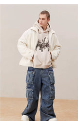 Clean Washed Wide Leg Cargo Jeans