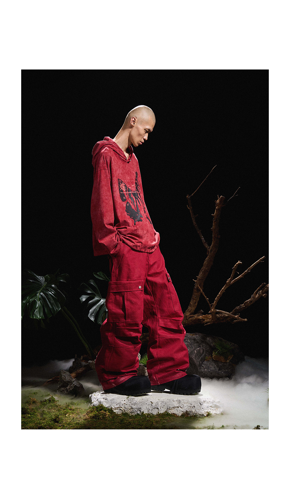 Three-Color Ring-Cut Cargo Pants