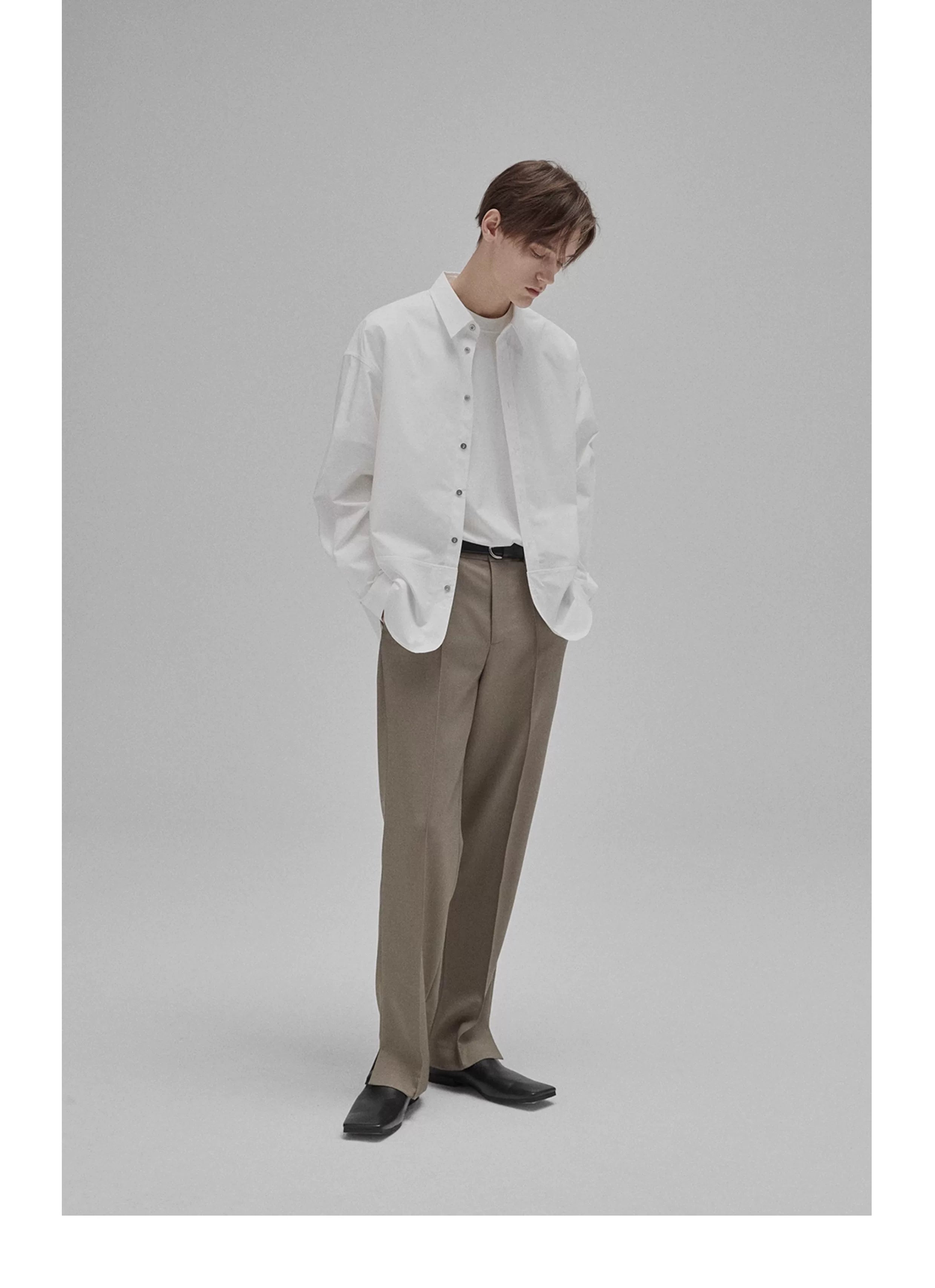 Basic Satin Slub Curved Hem Shirt