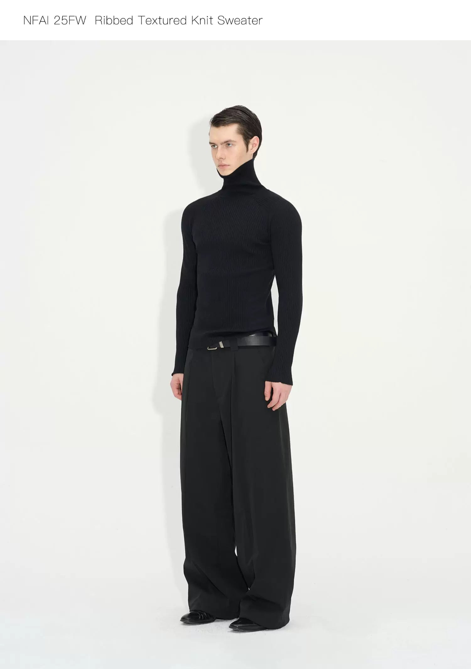 Long Sleeve Turtleneck Ribbed Knit Top