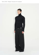 Long Sleeve Turtleneck Ribbed Knit Top