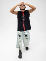 Men's Black Printed Tank Top