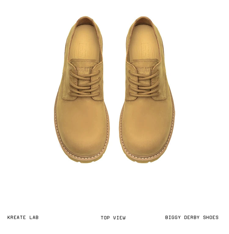 Matte Yellow Leather Derby Shoes