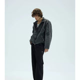Cropped Loose Red Lined Puffer Coat