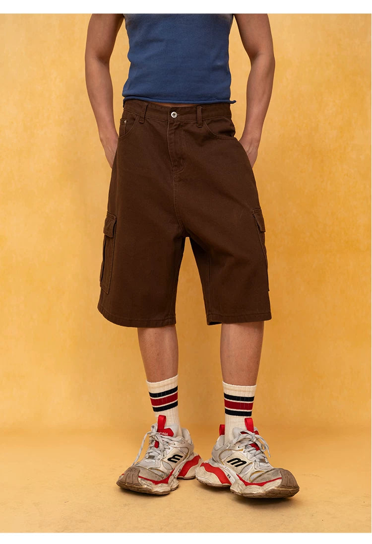 Men's Vintage Loose Cargo Denim Shorts