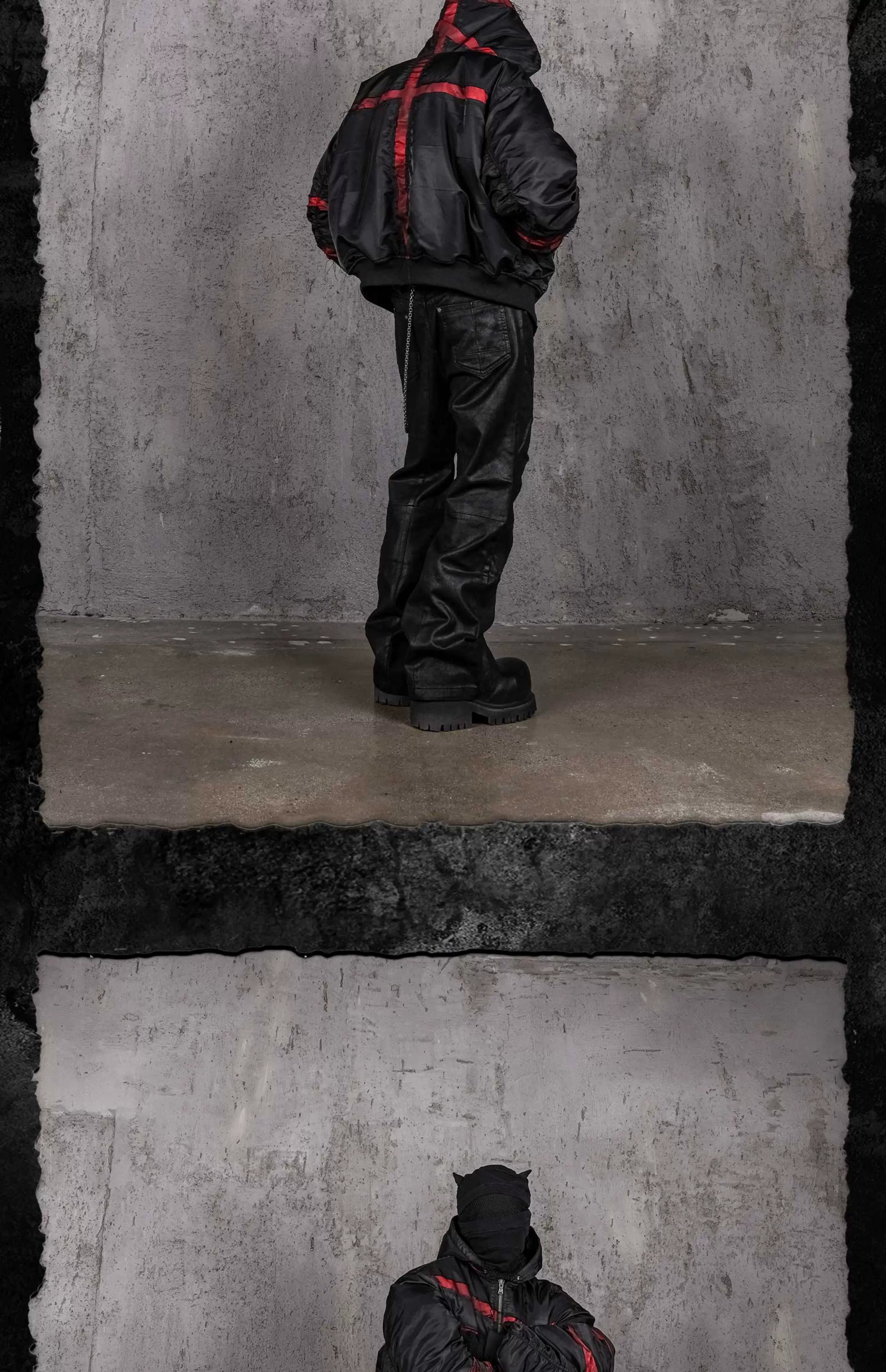 Burnt Red Distressed Bandage MA1 Jacket