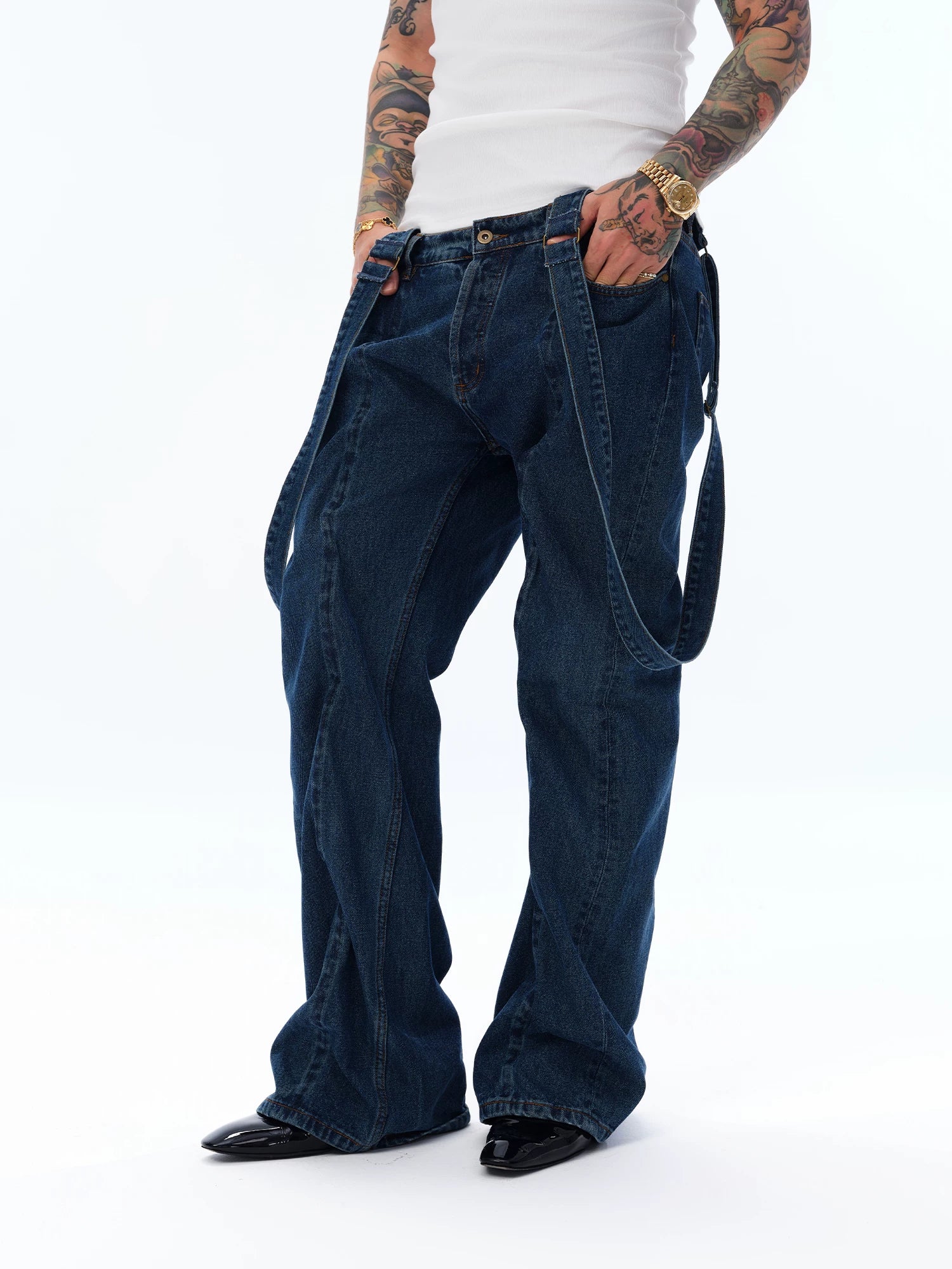 Men's Flare Denim Overalls