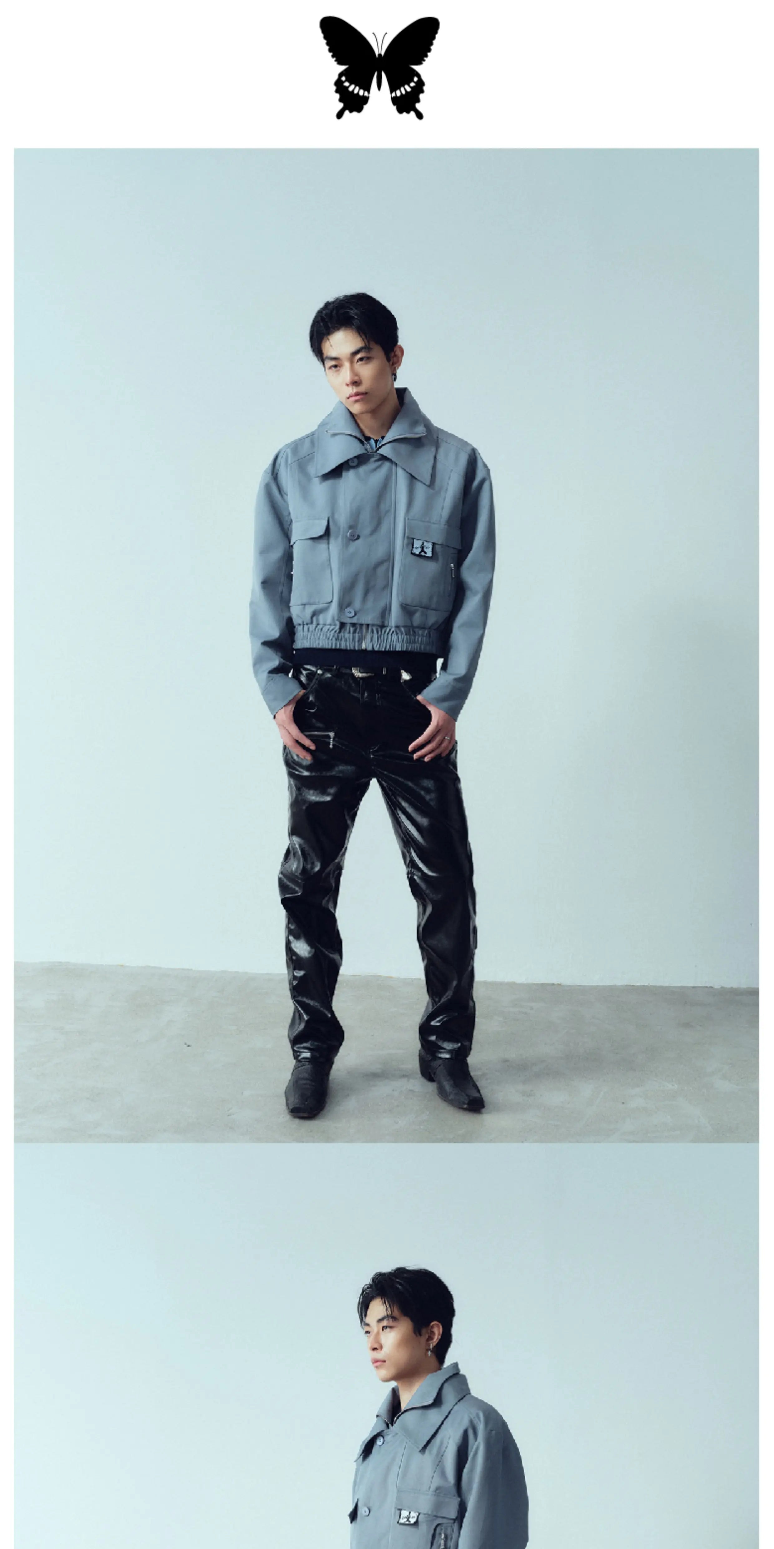 Waterproof Short Grey-blue Vintage Cargo Jacket