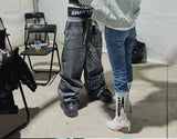 Silver Wax Embossed Bootleg Cargo Pants