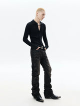 Distressed Washed Slim Curved Jeans