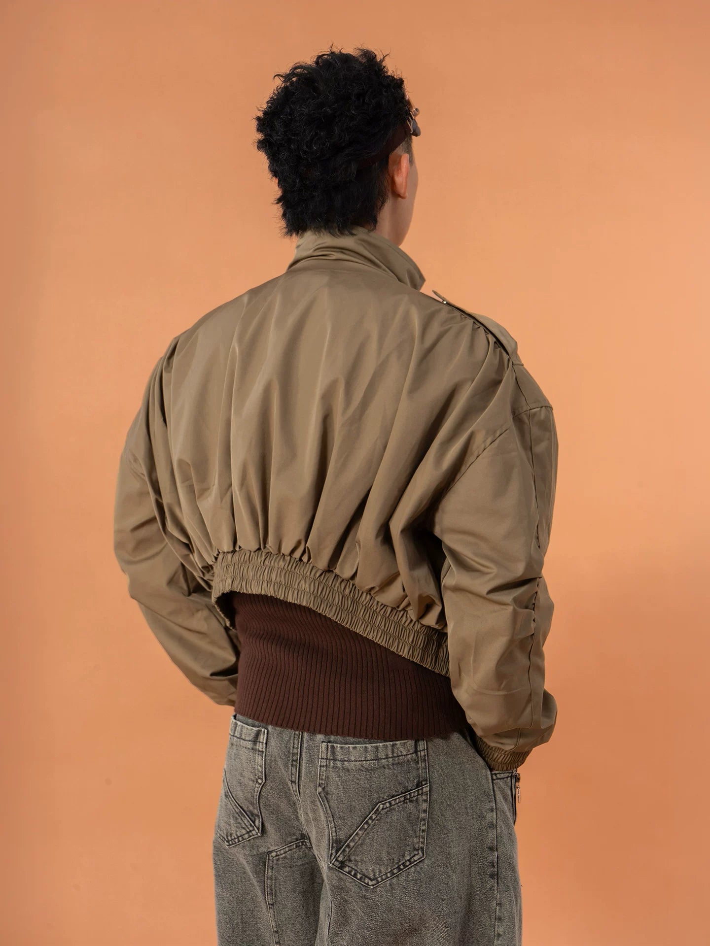 Army Green Unisex Cropped Flight Jacket
