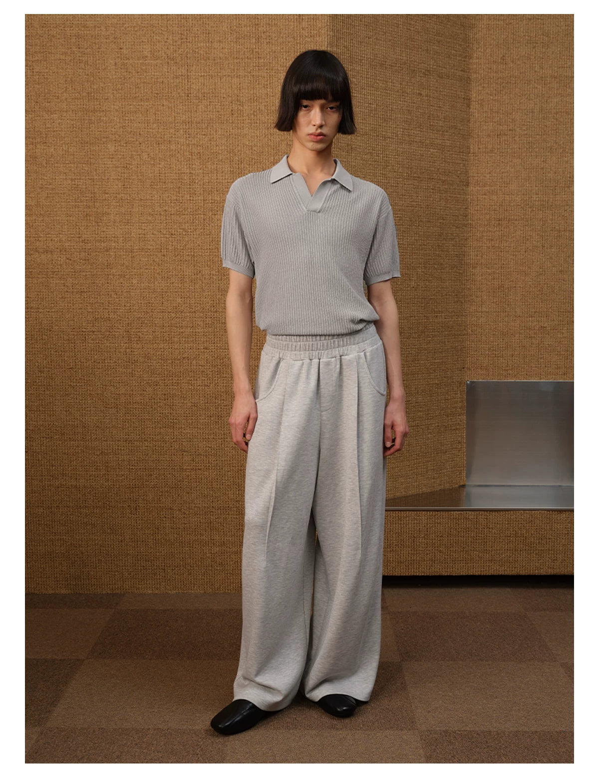 Polo Collar Ice Silk Knit Tees