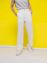 Double Belt Metal Buckle Casual Pants