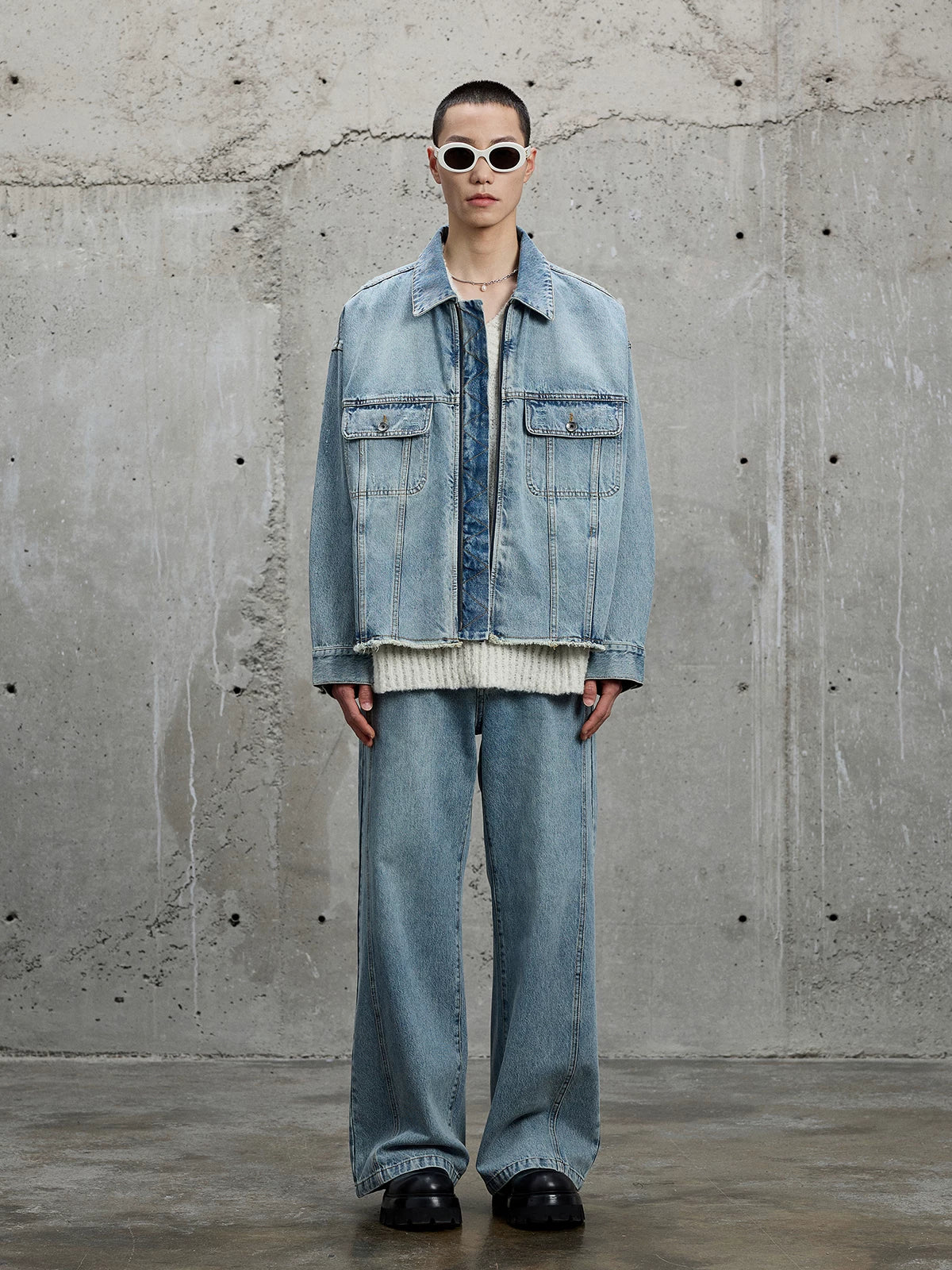 Vintage Washed Flared Denim Pants