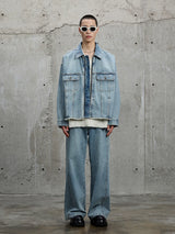 Vintage Washed Flared Denim Pants