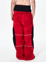 Men's Double-Waistband Striped Embroidered Sweatpants