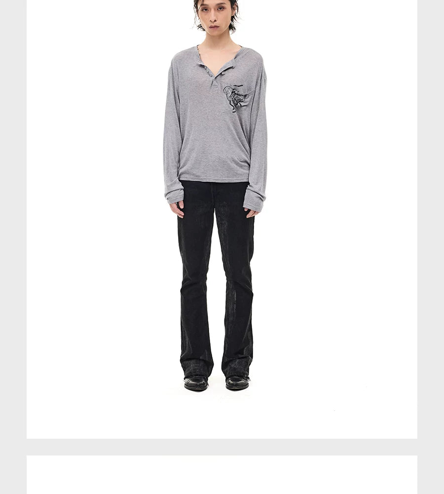 Merino Tencel Wool Henley Tee