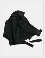 Oversized Raglan Suede Ribbon Jacket