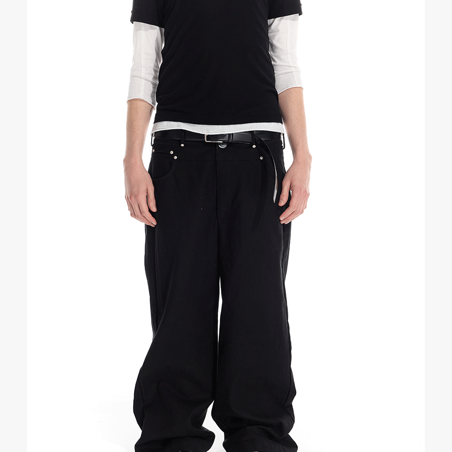 Men's Rivet Washed Distressed Straight Pants