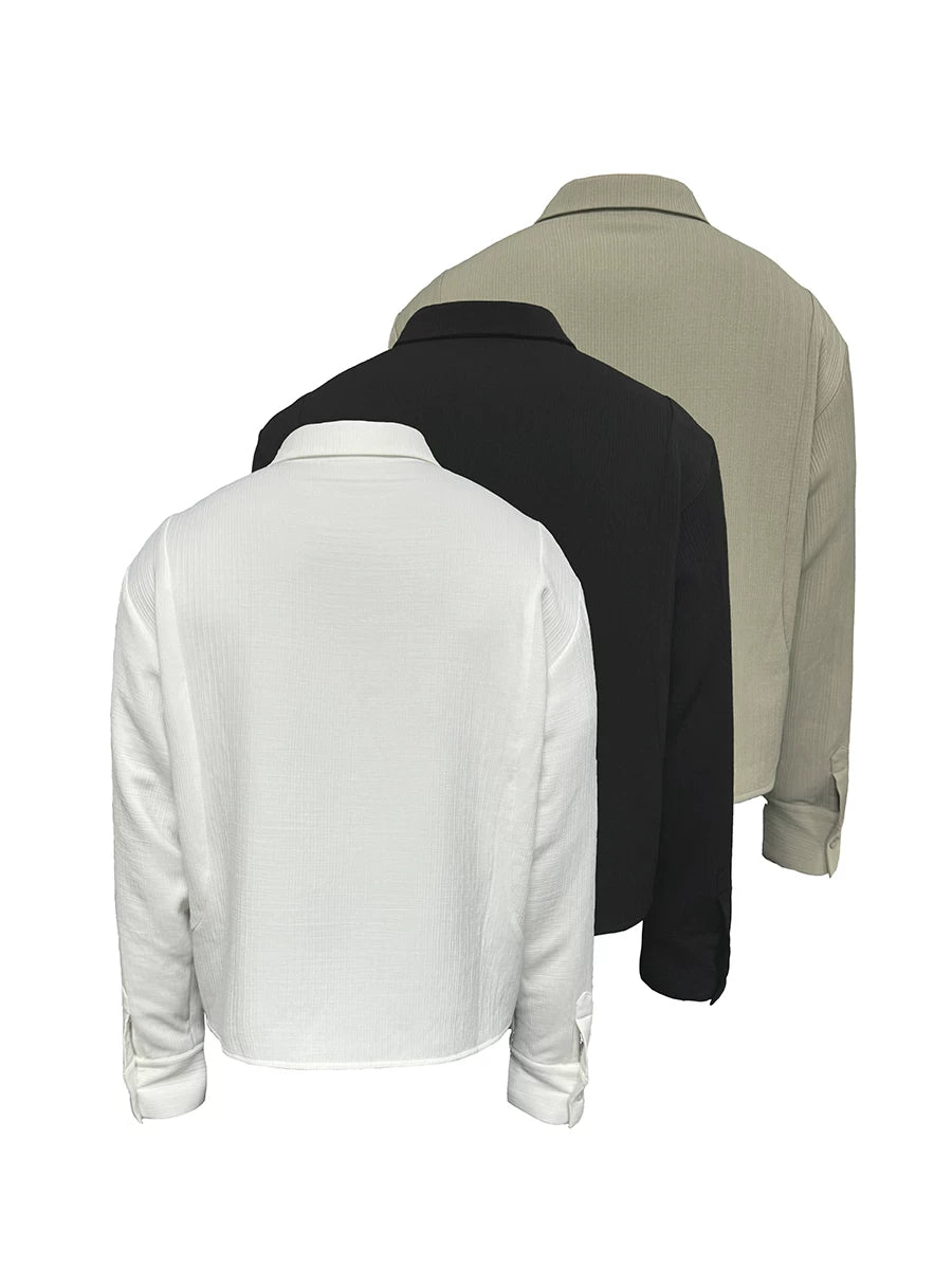Sharp Collared Striped Pleated Shirt
